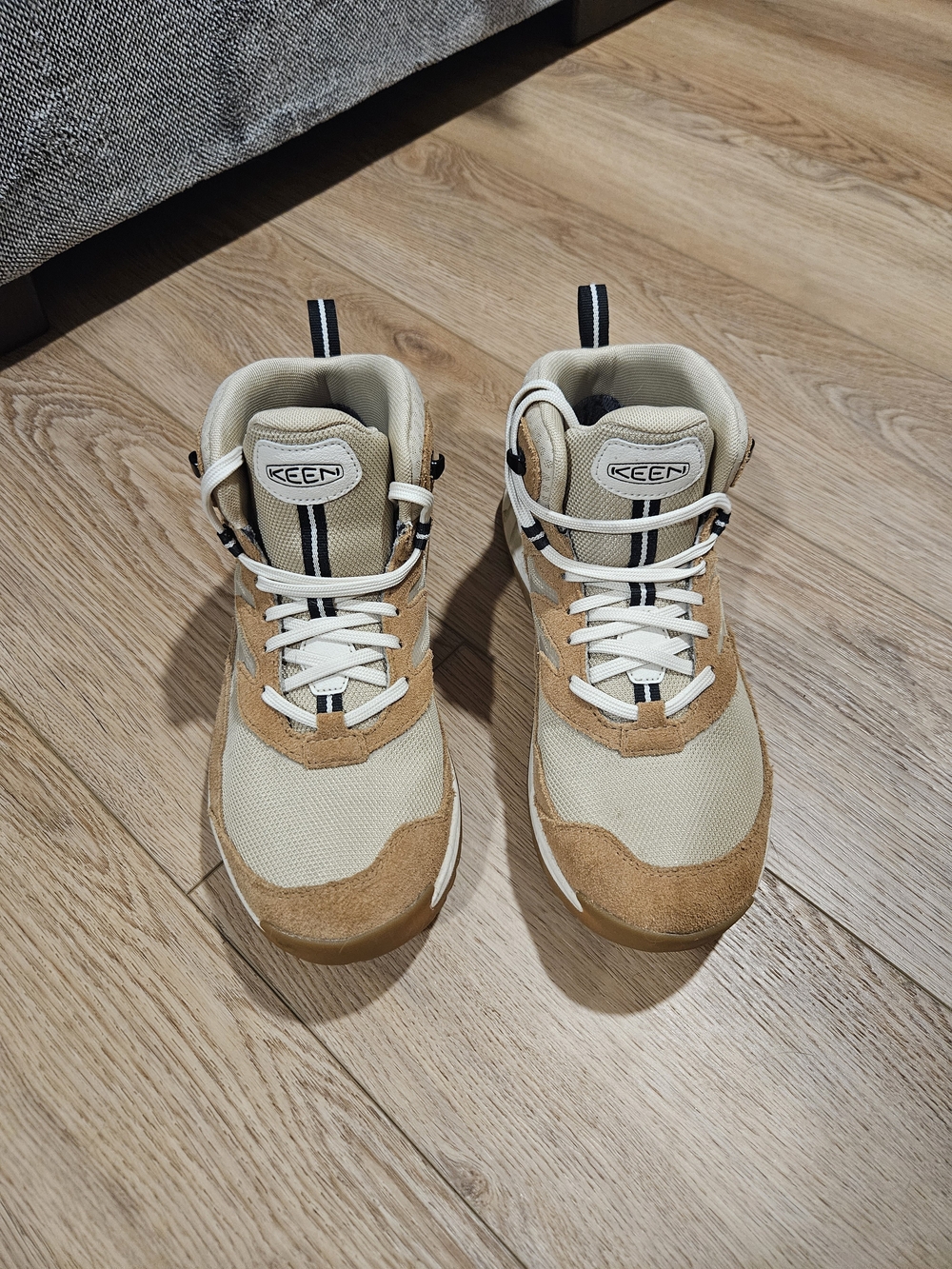 KEEN Tan and Cream Mid-Top Shoes